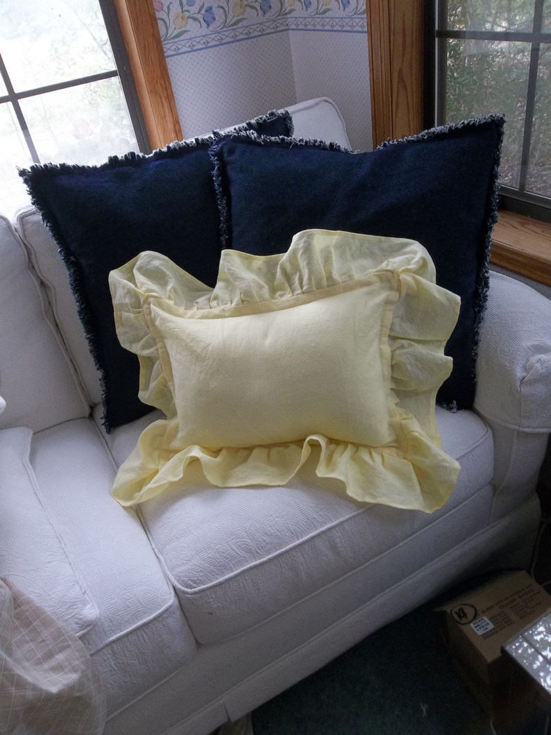 Denim Pillows Custom Pillow Shams Raggedy Chambray Pillow Etsy