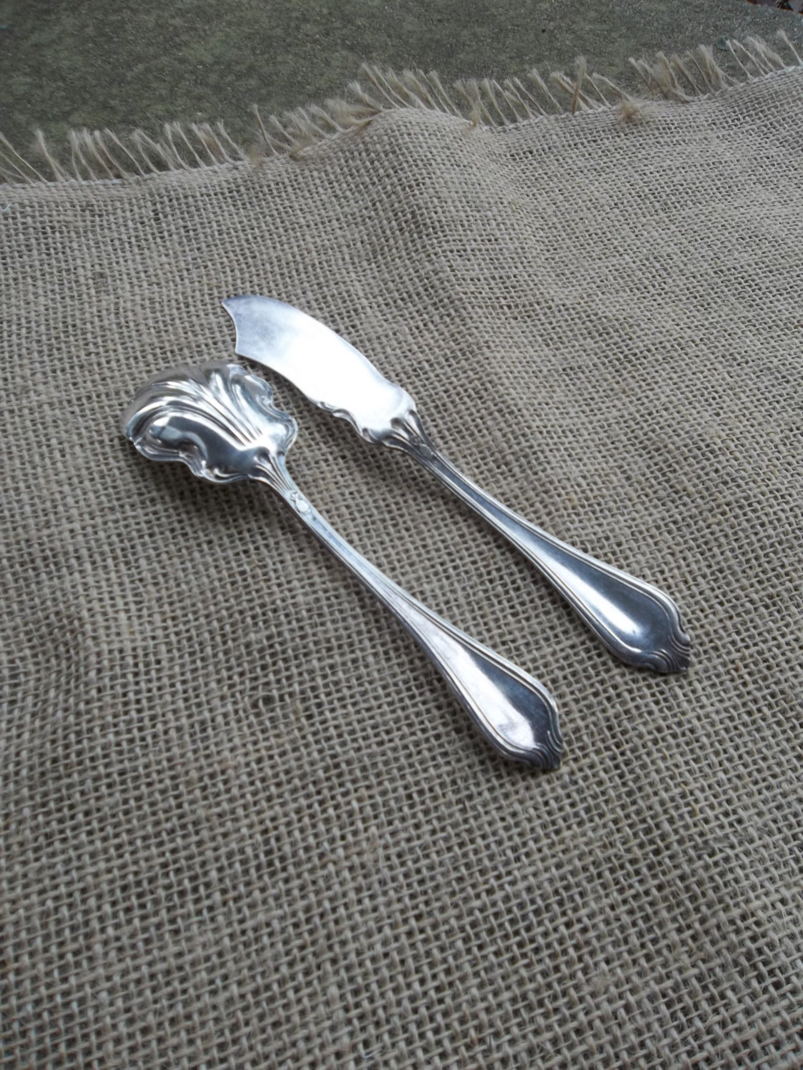 MONTICELLO Silver Plate Butter Knife Sugar Spoon Monogram M Etsy