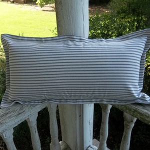 Lumbar Ticking Pillow Blue Ticking Pillow Sham Porch Pillow Farmhouse Decor French Country Cottage Style More Colors and Sizes Available