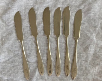 Silver Plate Butter Knives - PATRICIAN Silver Butter Spreaders - Set of 6 Cheese Spreaders -French Country - misshettie