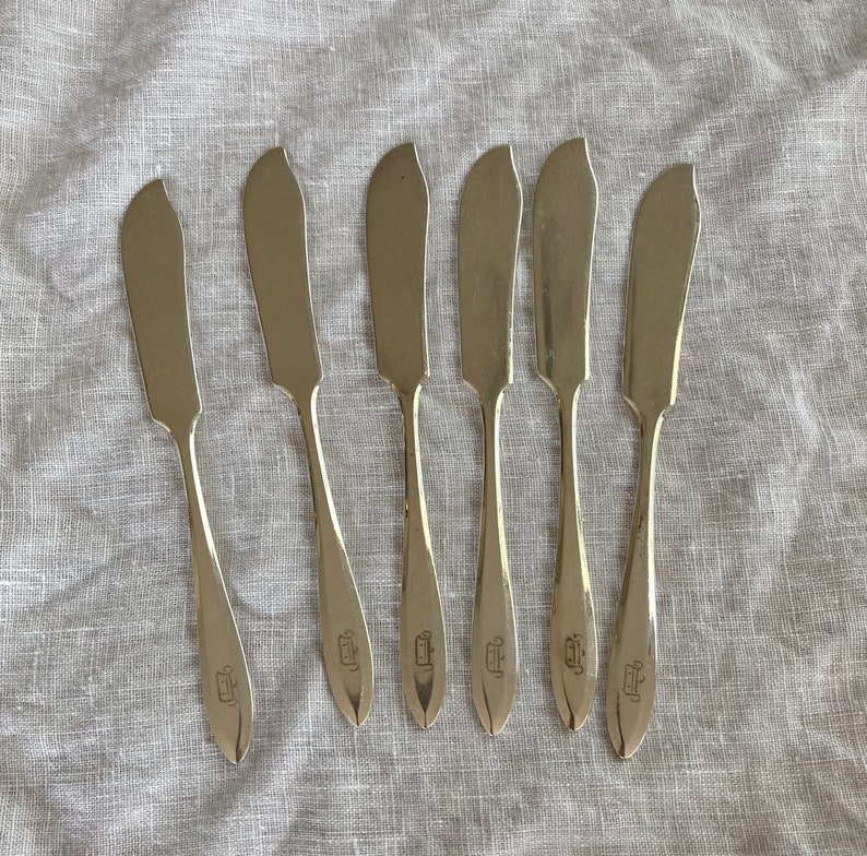 Silver Plate Butter Knives PATRICIAN Silver Butter Spreaders Set of 6 Cheese Spreaders French Country misshettie image 1