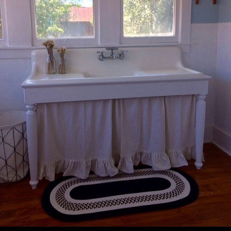 Custom Ruffled Sink Curtain Kitchen Curtain Ruffled Etsy