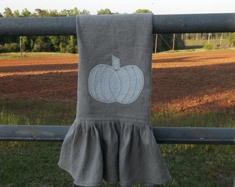 Ruffled Pumpkin Towel - Handmade Holiday Towels for Thanksgiving, Valentines, Easter, Christmas