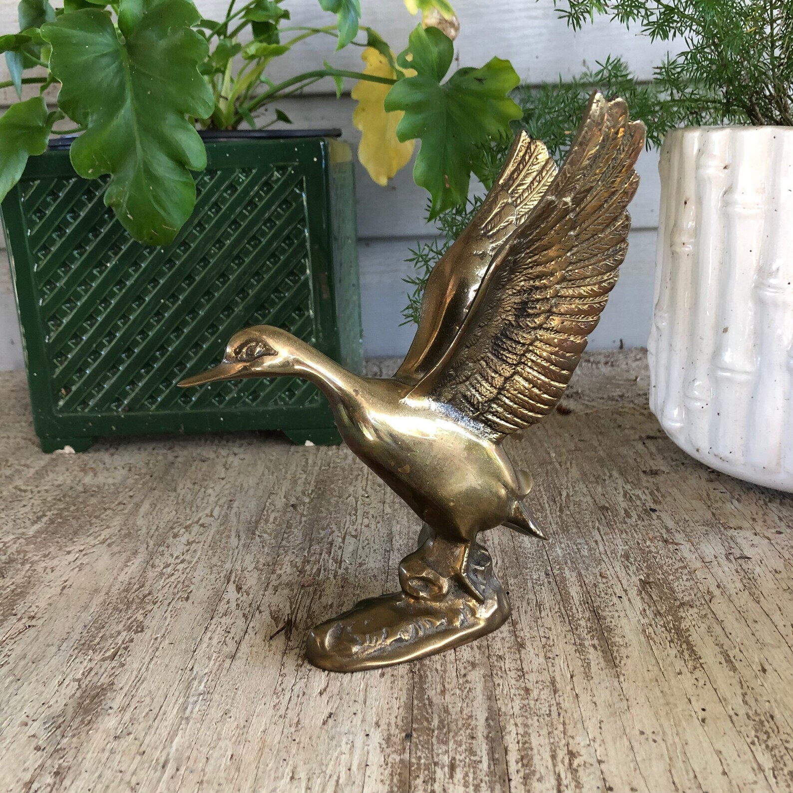 Vintage Brass Duck Figurine Brass Bird Paperweight Brass Bird Etsy