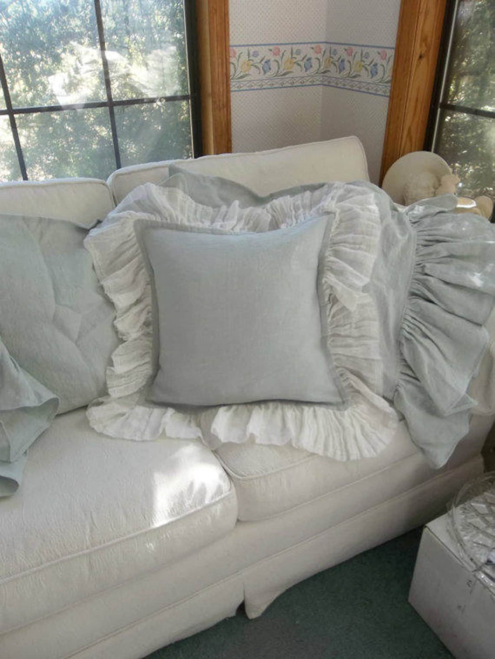Pink Ruffled Pillow Ruffled Linen Pillow Shams Custom Sizes Etsy
