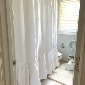 Ruffled SHOWER CURTAIN Ruffled Linen Shower Curtain Custom Sizes Fabrics  Ruffled Curtains Bath Decor French Ruffled Linen Curtains