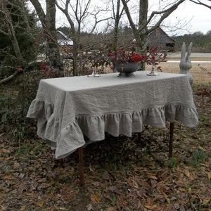 Ruffled Linen Tablecloth Ruffled Tablecloth Custom Table Skirt Wedding Decorations Table Decor Ruffled Table Cloth Table Scarf Handmade image 2