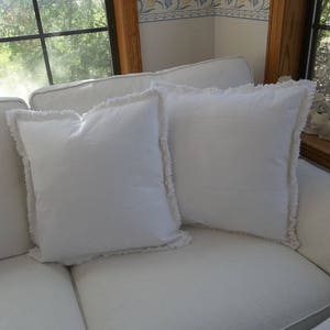 Drop Cloth Pillows Custom Sizes Bright White Pillow Shams Frayed Edge Pillows Raggedy Sold Separately or as a Pair Quantities Available BrightWhiteDuckCnvas