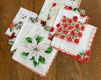 Vintage Christmas Handkerchiefs - Christmas Hankies - Holiday Handkerchiefs - Handbag Scarf - Gift for Her - sold separately- misshettie