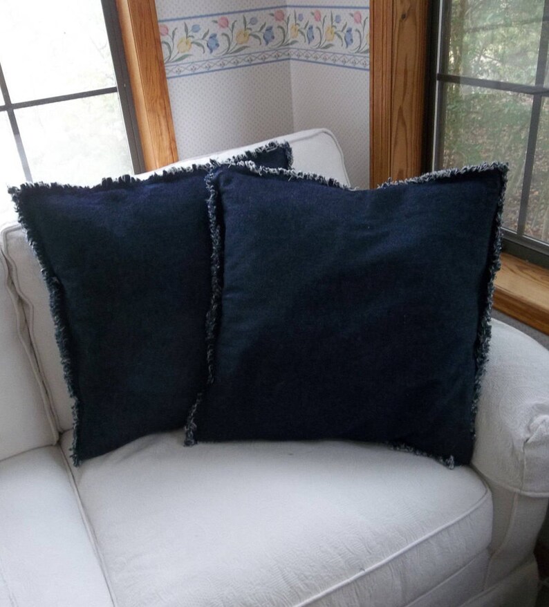 Denim Pillows Custom Pillow Shams Raggedy Chambray Pillow Etsy Denmark