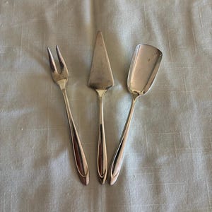 Vintage Silver Plate Cheese Set - Cheese Knife Olive Fork - Silverplate Flatware - MissHettie