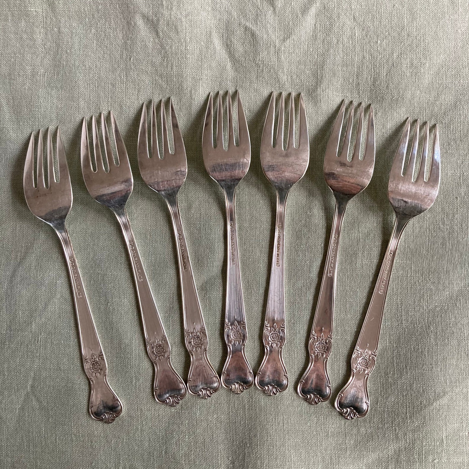 7 Silver Plate Dessert Forks Old Company Plate Signature Etsy