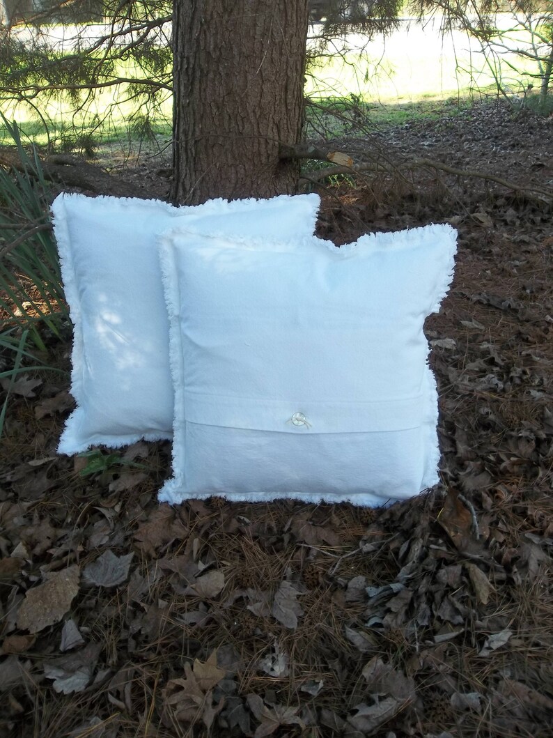 Drop Cloth Pillows Custom Sizes Bright White Pillow Shams Frayed Edge Pillows Raggedy Sold Separately or as a Pair Quantities Available image 5