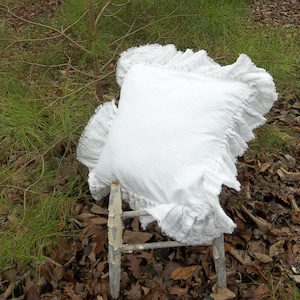 Ruffled Linen Pillow Sham - Torn Ruffle Pillows - Custom Sizes and Fabrics Handmade MissHettie