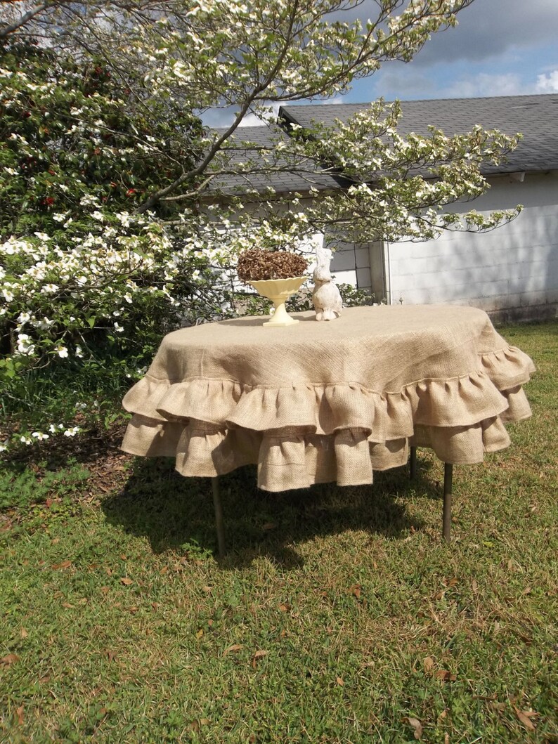Multi Ruffled Burlap Tablecloth 70 Round Table Cloth - Etsy
