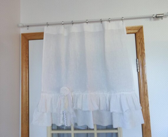 Shabby Ruffled Curtains Custom Double Ruffle Linen Curtains Etsy