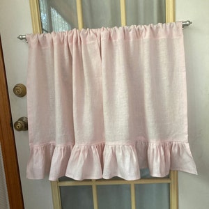 Ruffled Pink Curtains - Ruffled Cafe Curtains - Ruffled Linen Curtains - Cottage Style Window Treatments  Custom Sizes and Colors misshettie