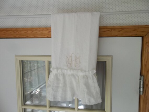 Monogrammed Flour Sack Towel Ruffled Towel Hostess Gift Etsy