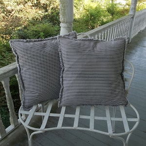 Custom Ticking Pillows Farmhouse Pillows Custom Pillow Shams Striped Pillows Pillow Cover  Country French Farmhouse Pillows