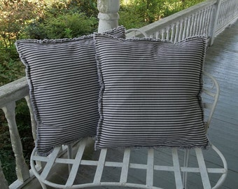 Custom Ticking Pillows Farmhouse Pillows Custom Pillow Shams Striped Pillows Pillow Cover  Country French Farmhouse Pillows