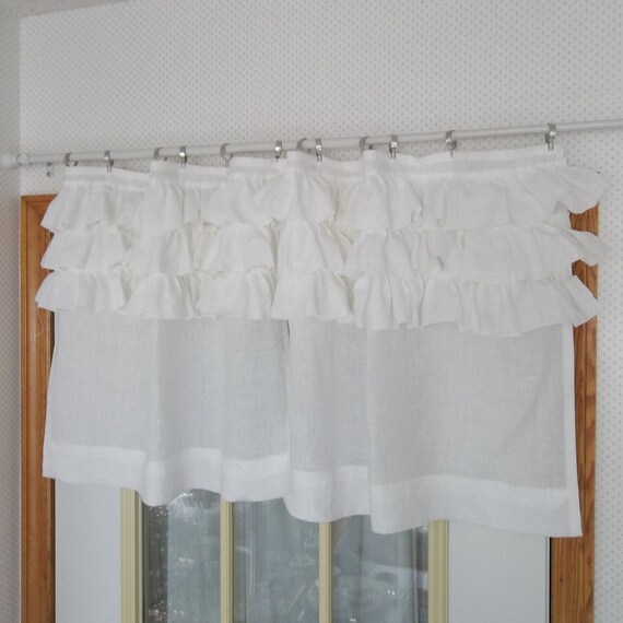 Linen Curtains With Top Ruffles Pair Multi Ruffled Curtains Etsy