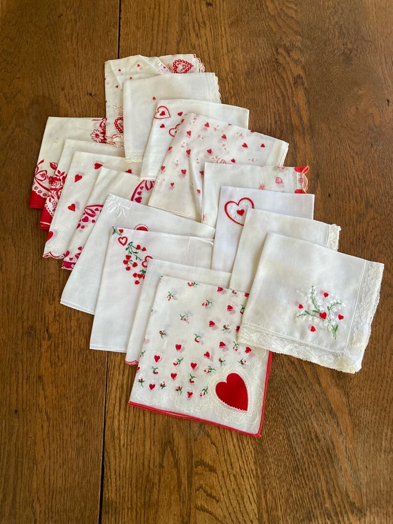 Vintage Valentine Handkerchiefs -Valentine Gift fo