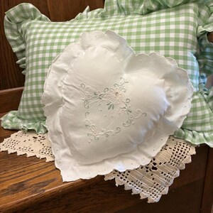 Vintage Heart Pillow - Embroidered Pillow Sham with Insert - misshettie image 5