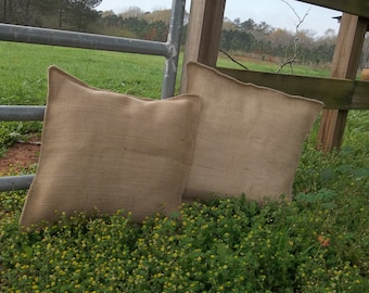 2 Burlap Pillow Shams - Custom Sizes - Rustic Pillows Handmade Misshettie