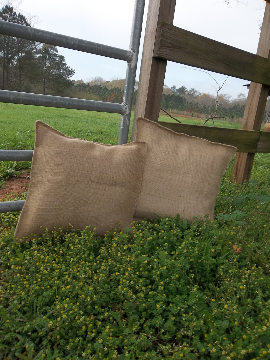 burlap decorative pillows