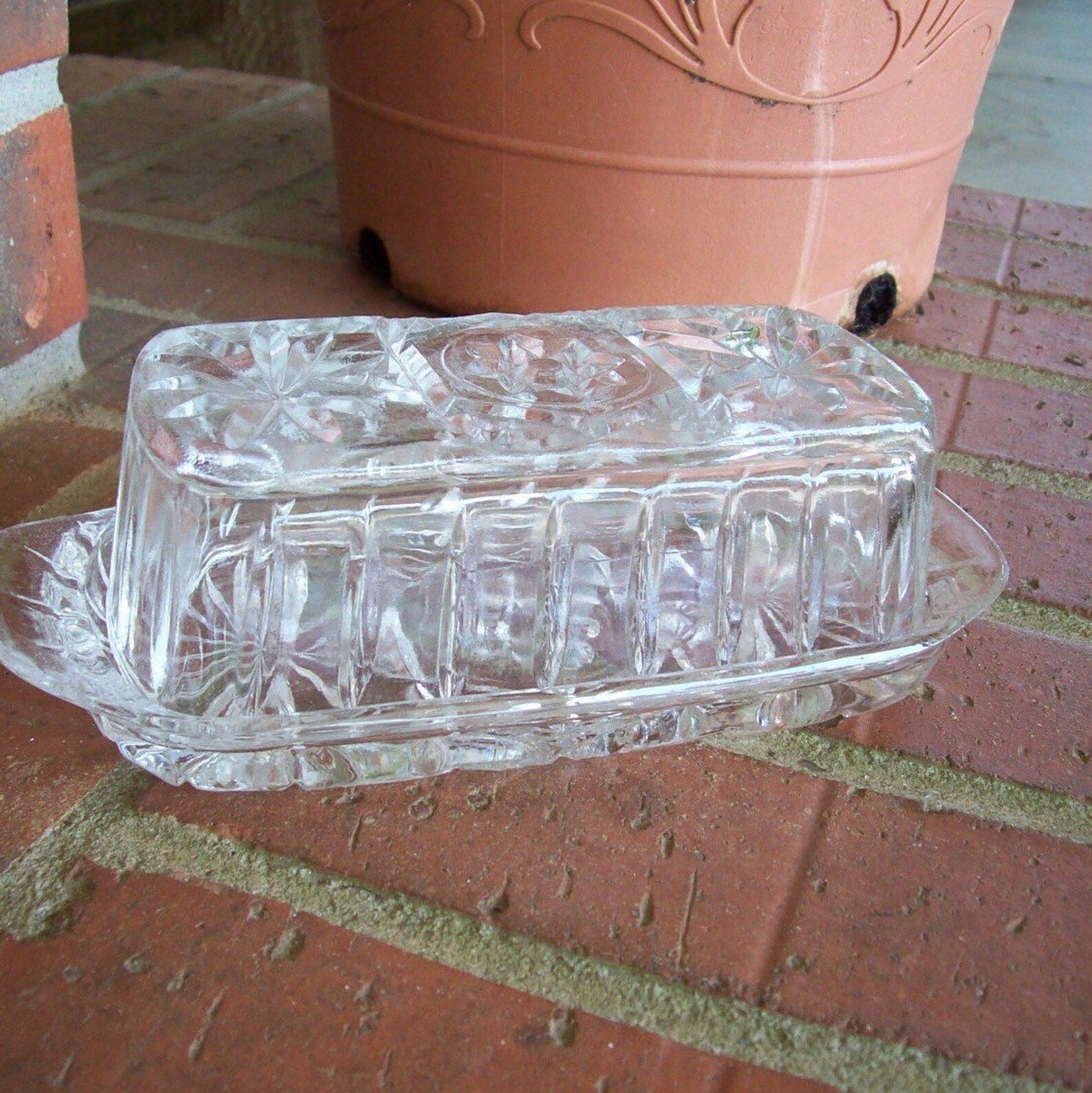 Vintage Covered Butter Dish EAPG Pressed Glass French Country Etsy