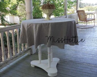 Round Tablecloth Washed Linen - READY to SHIP 54" Round Table Cloth - Rustic Casual Table Cover - 100% Linen Handmade by misshettie
