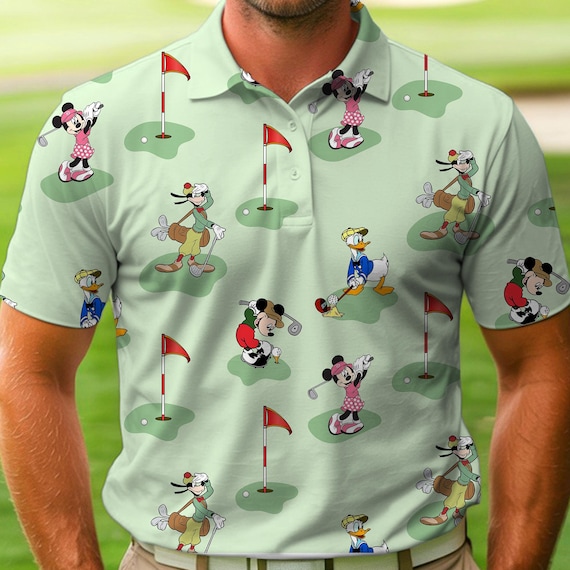 Mickey Pluto Minnie Golf Team Polo Shirt, Father's Day Gift