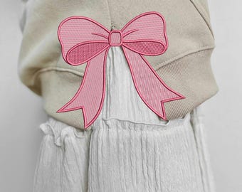 Pink Coquette Side Bow Sweatshirt, Retro Pink Lover Sweater, Bow Applique Pink Girl Gifts