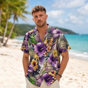 Rapunzel Princess Hawaiian Shirt – Tropical Flowers, Vintage Aesthetic, Short Sleeve Button-Down for Casual & Beachwear