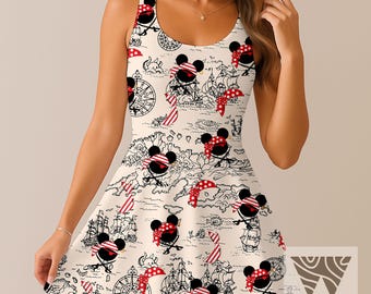 Mickey Minnie Pirate Mickey Cruise Skater Dress, Mom Family Disney Trip Summer Dress,  Vacation Trip Gift 2026
