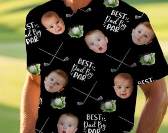 Custom Baby Face Golf Polo Shirt, Dad By Par Father's Day Gift