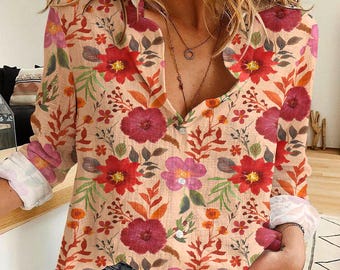 Floral Women's Casual Shirt, Inspired Blouse