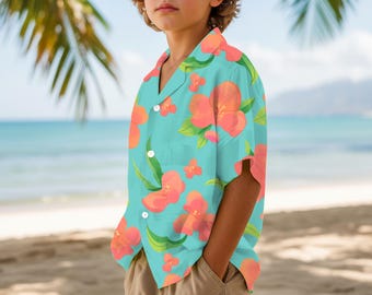 Vintage Floral Hawaiian Shirt, Tropical Button-Down, Unisex Retro Style