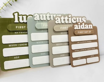 First Day Of School Board Personalize Name Sign Back To School 3nd Grade, Kindergarten Gift For Girl and Boy Kids Pastel Color Sign