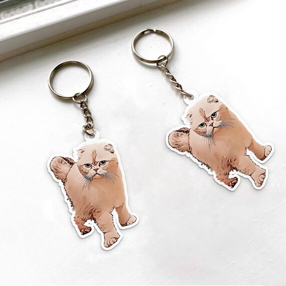 Two legged cat keychain sale