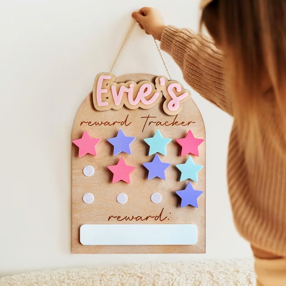 Reward Chart Board - Star Sign Reward Tracker Award Customize Name Sign Gift For Kids