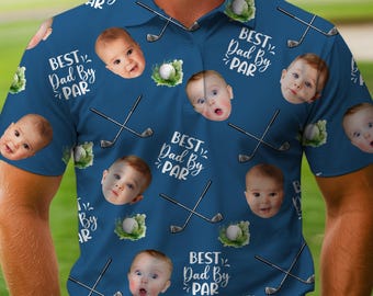 Custom Baby Face Golf Polo Shirt, Dad By Par Father's Day Gift