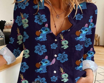 Stitch Aloha Disney Women's Shirt, Vintage Style Blouse
