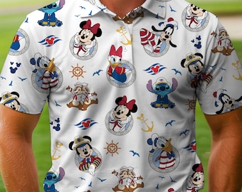 Polo blanco de Chip y Dale Stitch, Mickey, Donald y Daisy, para cruceros de Disney, para grupos de cruceros de Disney, para viajes a Disneyland 2026