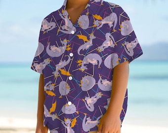 Camisa hawaiana Figment Dragon, camisa de botones para fiesta navideña de invierno