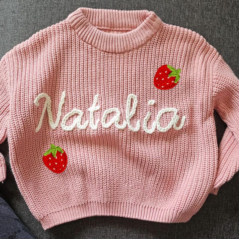 Babyhug Full Sleeves Baby Sweater Set with Strawberry Design - Navy Blue & Red
