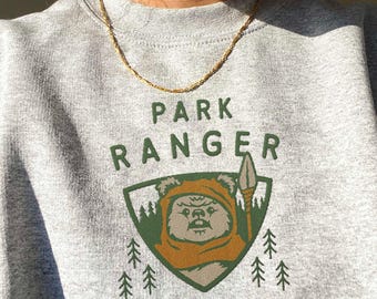 Park Ranger Ewok Embroidered Sweatshirt, Retro Trendy Sweater