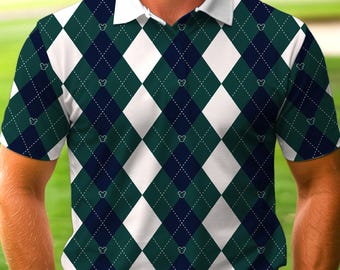 Mickey Argyle Golf Polo Shirt, Short Sleeve Casual Top