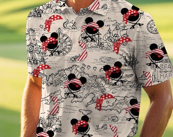 Polo Mickey Minnie Pirata Mickey Cruise, Regalo para el Día del Padre, Camiseta de manga corta personalizada para amantes del golf, Regalo de cumpleaños para papá