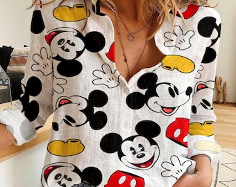 Mickey Classic Women's CasualShirt, Button Up Shirt, Vintage Shirt